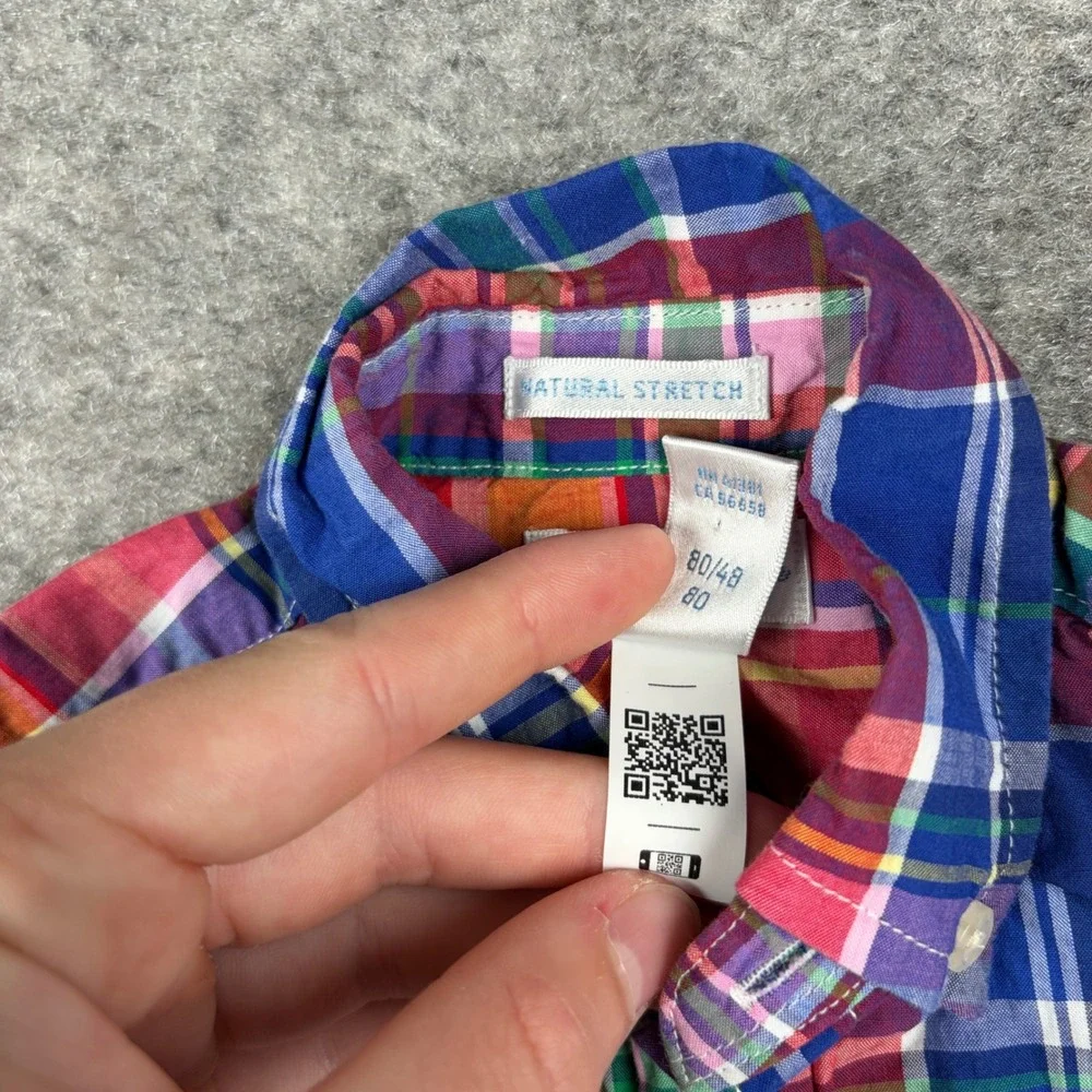 Ralph Lauren Button Down Shirt Unisex 12 Month Multi-Color Plaid Madras Preppy